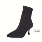 Sock Ankle Boots Knit Pointed Toe Stiletto Heel Women's – Office, Casual, Party Gift