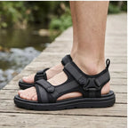 Sport Sandals Men's Black Adjustable Strap Open-Toe – Outdoor, Casual Everyday Walking