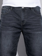 Straight-Leg Denim Jeans Men's Blue Washed Stretch – Casual, Office, Everyday, Gift