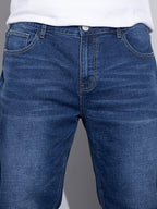 Straight-Leg Denim Jeans Men's Blue Washed Stretch – Casual, Office, Everyday, Gift