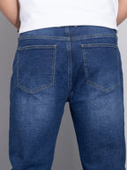 Straight-Leg Denim Jeans Men's Blue Washed Stretch – Casual, Office, Everyday, Gift