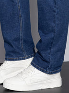 Straight-Leg Denim Jeans Men's Blue Washed Stretch – Casual, Office, Everyday, Gift