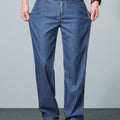 Straight-Leg Jeans Men's Relaxed Fit Denim Blue Mid-Rise Pants – Casual, Office, Everyday, Gift