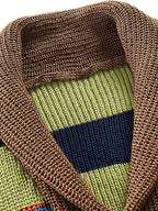Striped Knit Cardigan Men's Shawl Collar Button-Up Sweater – Casual, Fall Layering