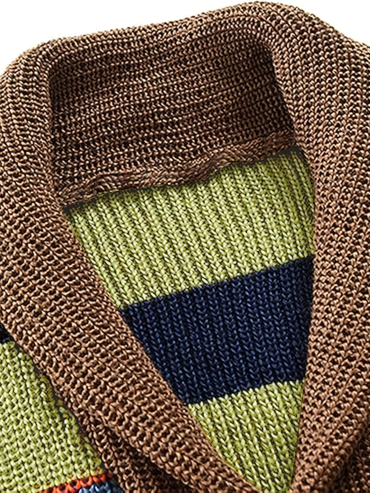 Striped Knit Cardigan Men's Shawl Collar Button-Up Sweater – Casual, Fall Layering