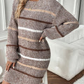 Striped Sweater Dress Women's Long Sleeve Knit Bodycon Crew Neck – Casual, Office, Holiday, Gift