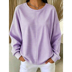 Striped Sweatshirt Women's Oversized Relaxed Fit Long Sleeve Pullover – Casual, Everyday
