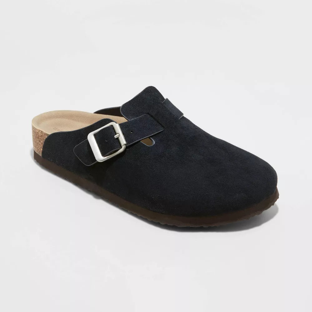 Suede Clog Mules Taupe Buckle Slip-On Cork Footbed – Casual, Everyday Comfort Shoes