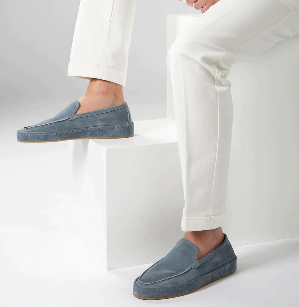 Suede Loafers Men's Grey Slip On Moccasins – Office, Holiday, Gift · Faylori