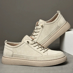 Suede Sneakers Men's Khaki Lace-Up Low-Top Casual Shoes – Casual, Office, Everyday, Gift