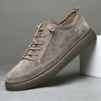 Suede Sneakers Men's Khaki Lace-Up Low-Top Casual Shoes – Casual, Office, Everyday, Gift