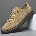 Suede Sneakers Men's Khaki Lace-Up Low-Top Casual Shoes – Casual, Office, Everyday, Gift