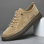 Suede Sneakers Men's Khaki Lace-Up Low-Top Casual Shoes – Casual, Office, Everyday, Gift