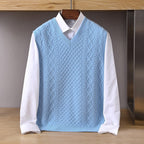 Sweater Vest V-Neck Cable-Knit Sleeveless Men's Gray – Casual, Office, Layering, Gift