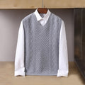 Sweater Vest V-Neck Cable-Knit Sleeveless Men's Gray – Casual, Office, Layering, Gift