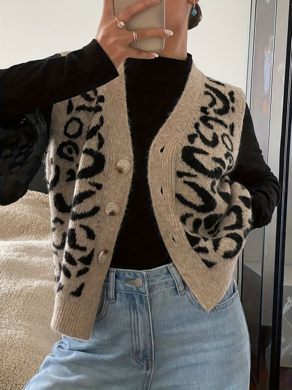 Sweater Vest Women's Knit Button-Front V-Neck Patterned Cardigan – Casual, Layering, Office, Gift