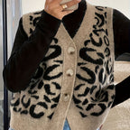 Sweater Vest Women's Knit Button-Front V-Neck Patterned Cardigan – Casual, Layering, Office, Gift