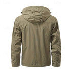 Tactical Hooded Jacket Men's Multi-Pocket Windproof Removable Hood – Hiking, Outdoor, Travel, Casual
