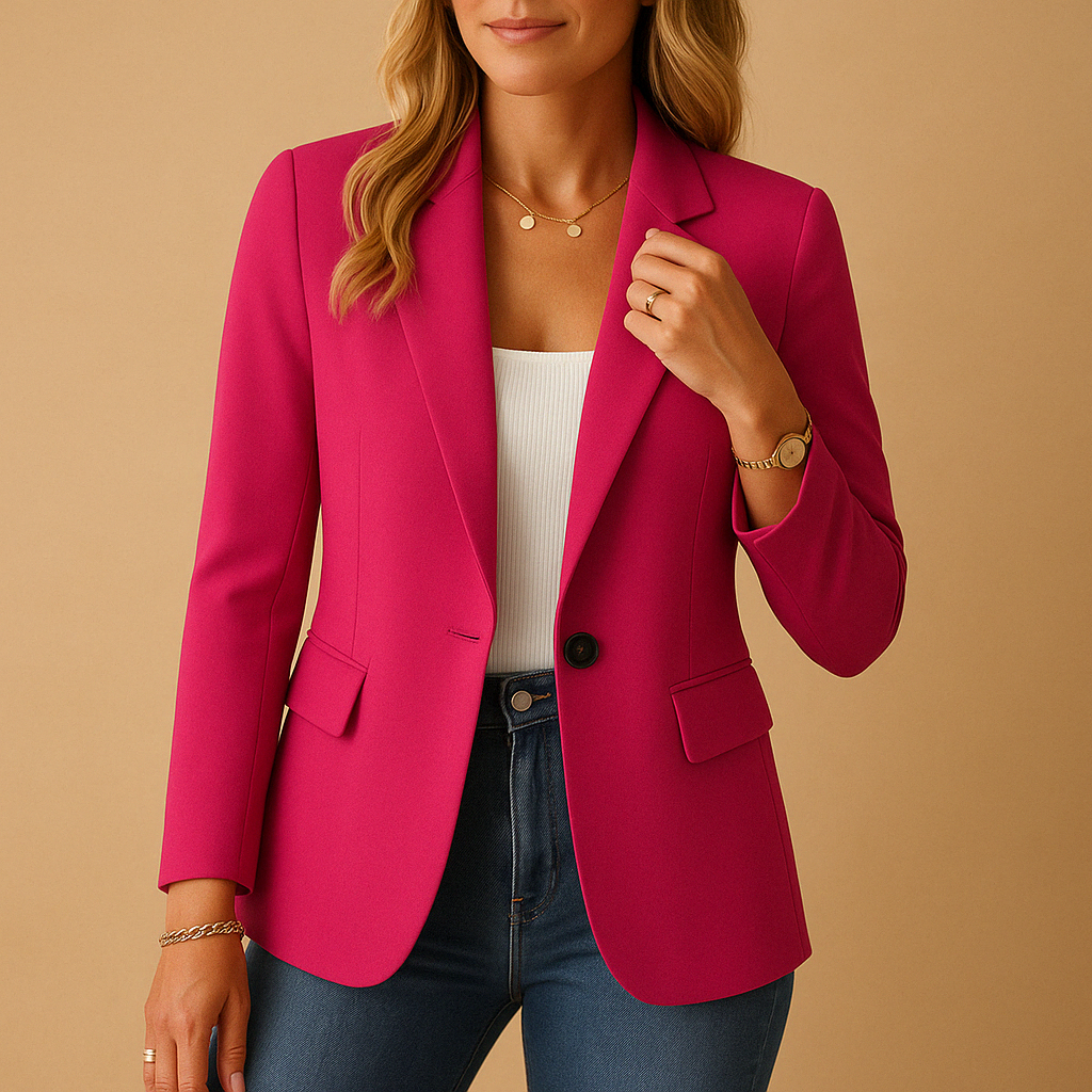 Tailored Blazer Women's White Single-Button Notch Lapel Fitted Jacket – Office, Casual, Work