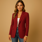 Tailored Blazer Women's White Single-Button Notch Lapel Fitted Jacket – Office, Casual, Work