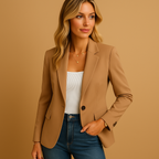 Tailored Blazer Women's White Single-Button Notch Lapel Fitted Jacket – Office, Casual, Work