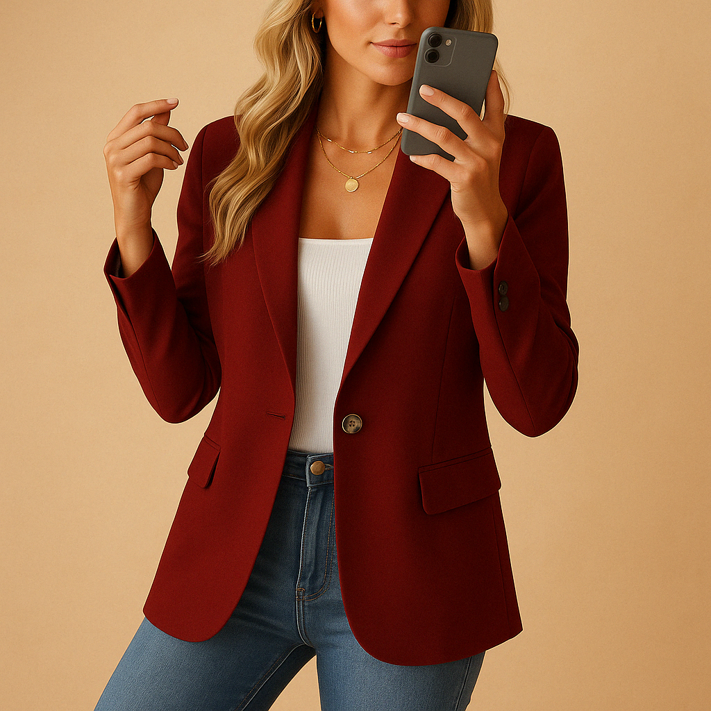 Tailored Blazer Women's White Single-Button Notch Lapel Fitted Jacket – Office, Casual, Work