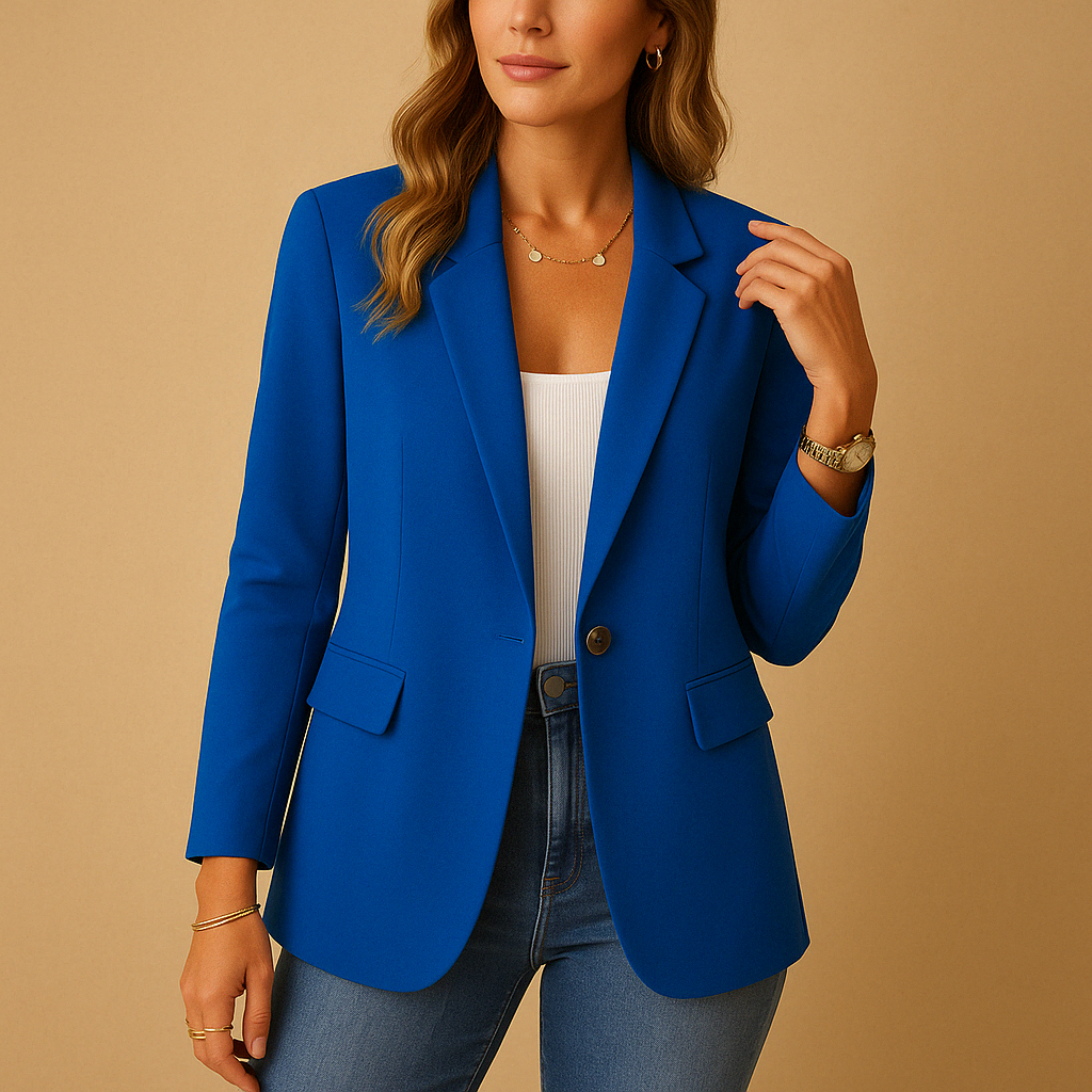 Tailored Blazer Women's White Single-Button Notch Lapel Fitted Jacket – Office, Casual, Work