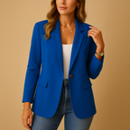 Tailored Blazer Women's White Single-Button Notch Lapel Fitted Jacket – Office, Casual, Work
