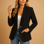 Tailored Blazer Women's White Single-Button Notch Lapel Fitted Jacket – Office, Casual, Work