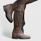 Tall Riding Boots Black Leather Women's Buckle Accent – Casual, Gift · Faylori