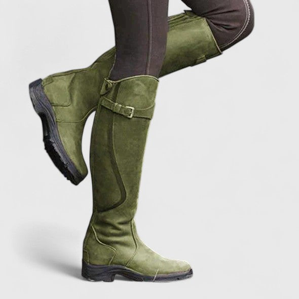Tall Riding Boots Black Leather Women's Buckle Accent – Casual, Gift · Faylori