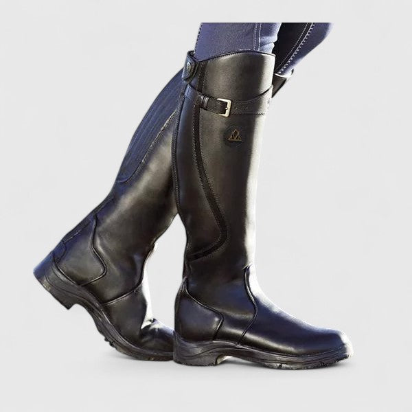 Tall Riding Boots Black Leather Women's Buckle Accent – Casual, Gift · Faylori