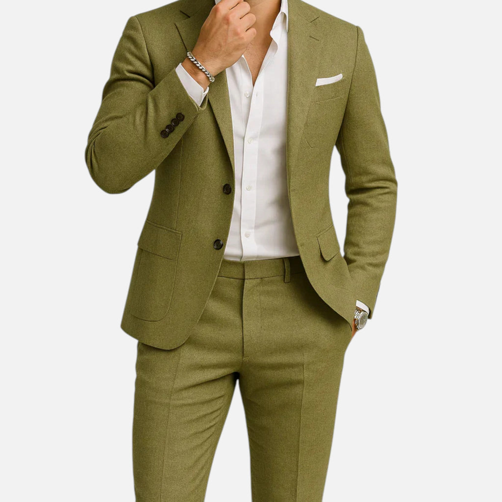 Tan Men's Suit 2-Piece Notch Lapel Blazer and Trousers Set – Office, Wedding, Formal, Gift
