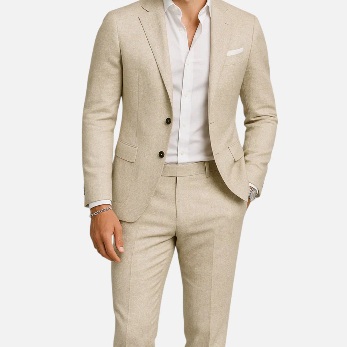 Tan Men's Suit 2-Piece Notch Lapel Blazer and Trousers Set – Office, Wedding, Formal, Gift