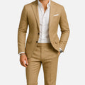 Tan Men's Suit 2-Piece Notch Lapel Blazer and Trousers Set – Office, Wedding, Formal, Gift