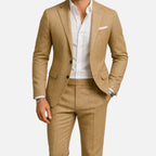 Tan Men's Suit 2-Piece Notch Lapel Blazer and Trousers Set – Office, Wedding, Formal, Gift
