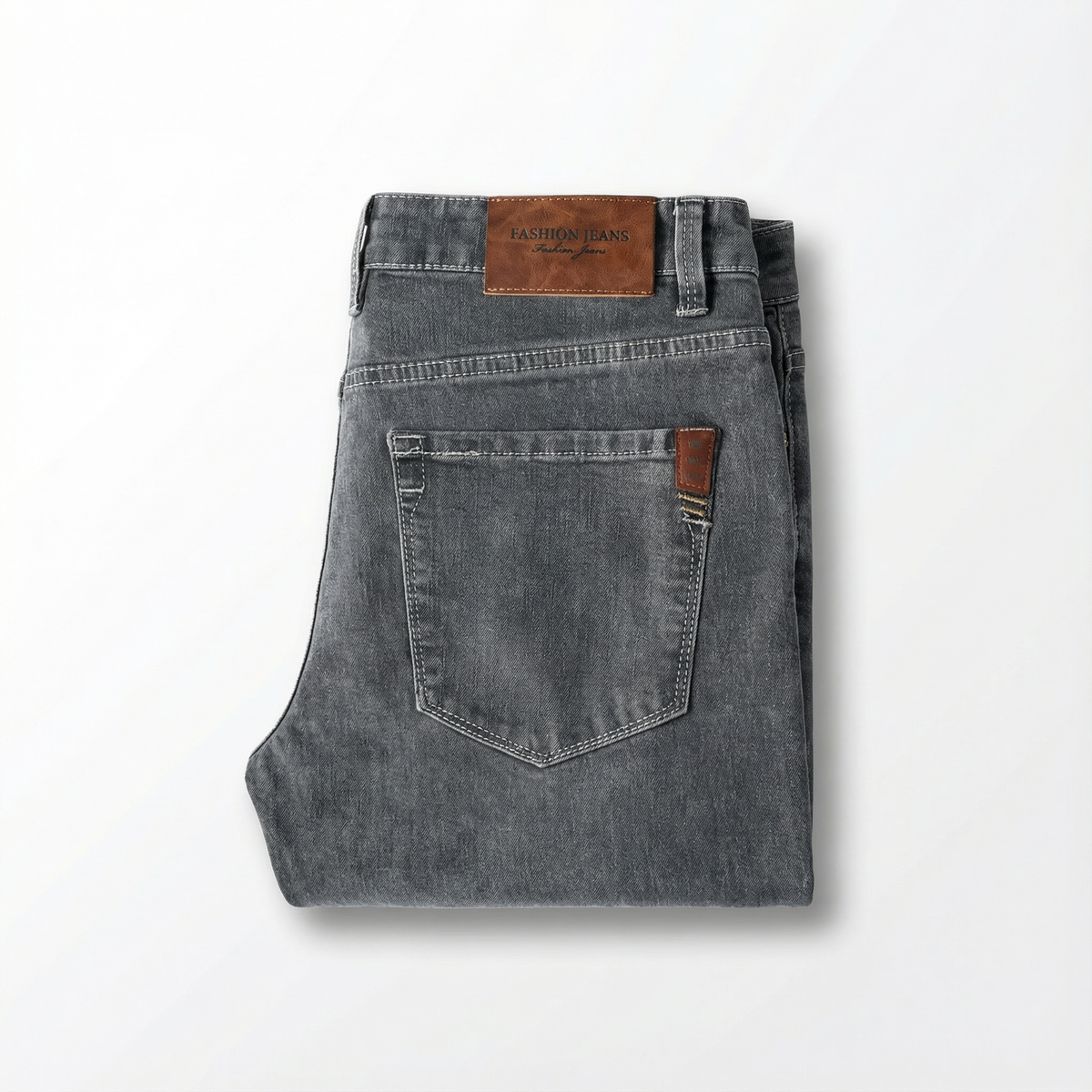 Tapered Jeans Men's Grey Denim 5-Pocket – Casual, Office · Faylori