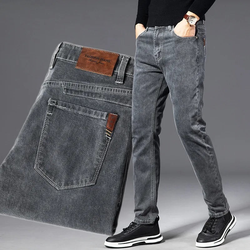 Tapered Jeans Men's Grey Denim 5-Pocket – Casual, Office · Faylori