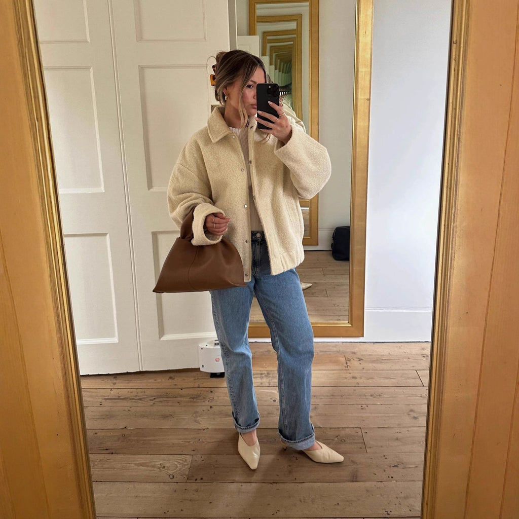 Teddy Jacket Women's Button-Front Camel Boucle Collar Coat with Side Pockets – Casual, Winter, Gift