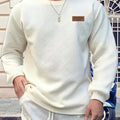 Textured Crew Neck Sweatshirt Men's Cream Long Sleeve Pullover – Casual, Office, Everyday Wear