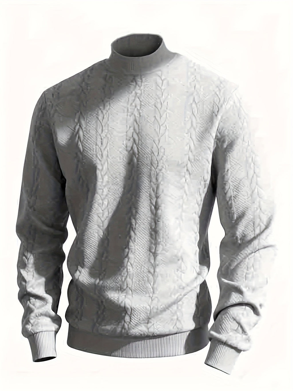 Textured Mock-Neck Sweatshirt Men's Long Sleeve Pullover Beige – Casual, Office, Gift