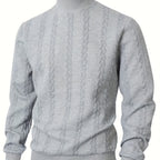 Textured Mock-Neck Sweatshirt Men's Long Sleeve Pullover Beige – Casual, Office, Gift