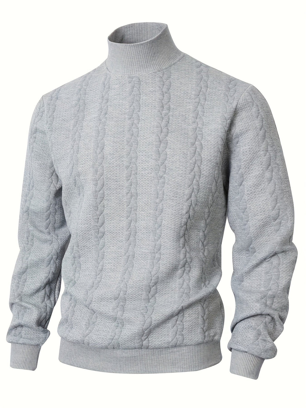 Textured Mock-Neck Sweatshirt Men's Long Sleeve Pullover Beige – Casual, Office, Gift
