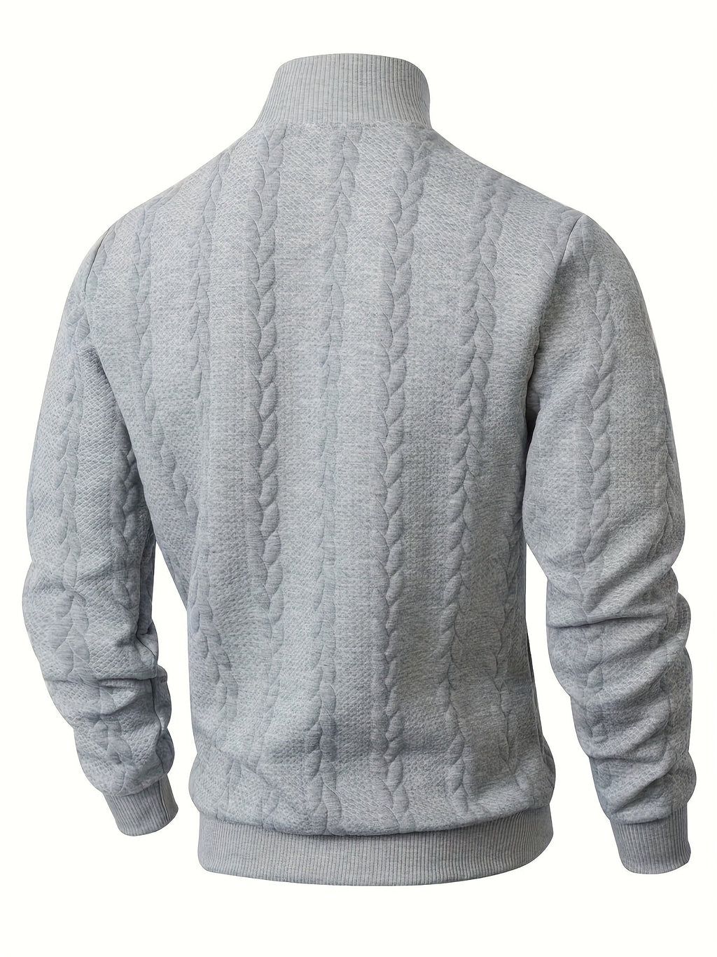 Textured Mock-Neck Sweatshirt Men's Long Sleeve Pullover Beige – Casual, Office, Gift