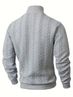 Textured Mock-Neck Sweatshirt Men's Long Sleeve Pullover Beige – Casual, Office, Gift