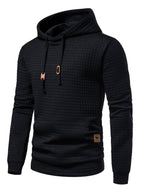 Textured Pullover Hoodie Men's Black Long Sleeve Drawstring – Casual, Gift · Faylori