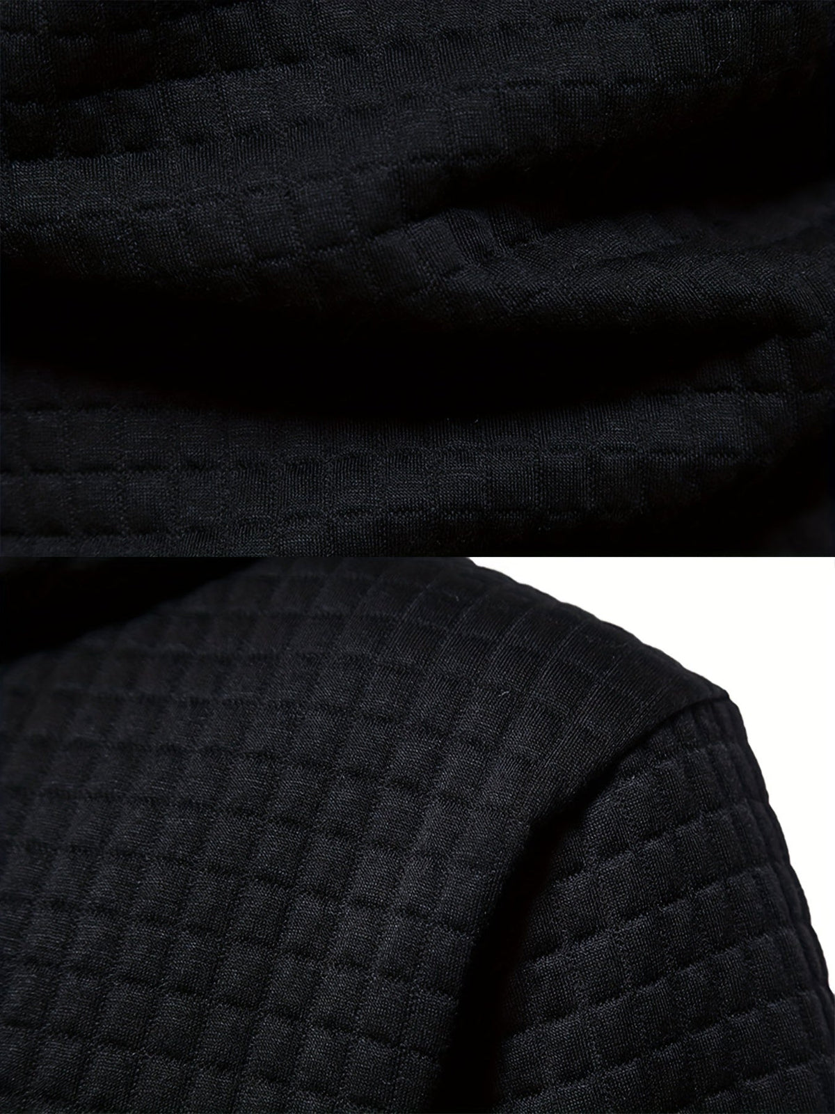 Textured Pullover Hoodie Men's Black Long Sleeve Drawstring – Casual, Gift · Faylori