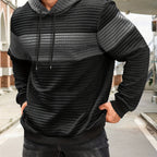 Textured Waffle-Knit Hoodie Men's Color-Block Drawstring Pullover with Pocket – Casual, Gift