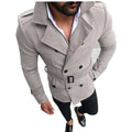 Trench Coat Men's Double-Breasted Slim Fit with Belt Lapel Jacket – Casual, Office, Winter, Gift