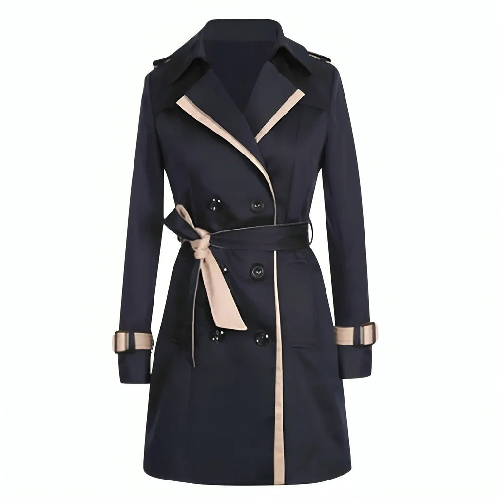 Trench Coat Women's Double-Breasted Khaki with Belt Mid-Length – Casual, Office, Holiday, Gift